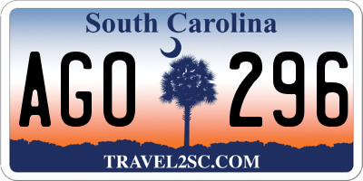 SC license plate AGO296