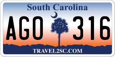 SC license plate AGO316