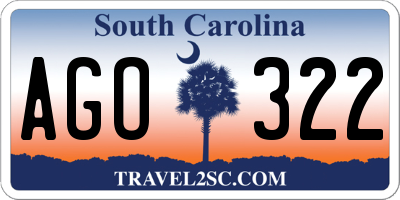 SC license plate AGO322