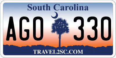 SC license plate AGO330