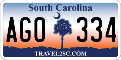 SC license plate AGO334