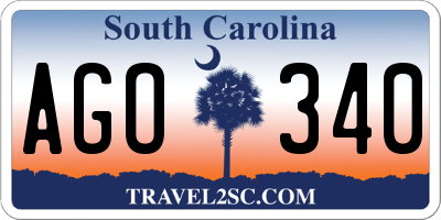 SC license plate AGO340