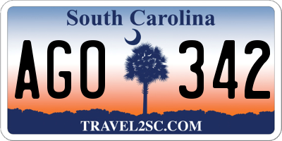 SC license plate AGO342
