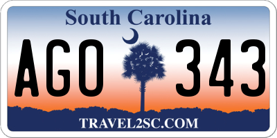 SC license plate AGO343