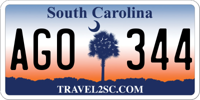 SC license plate AGO344