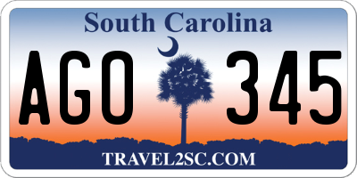 SC license plate AGO345