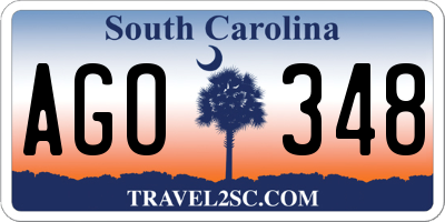 SC license plate AGO348