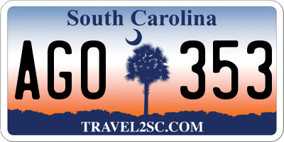 SC license plate AGO353