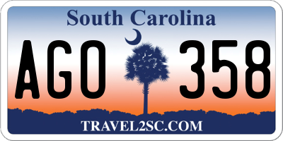 SC license plate AGO358