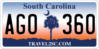 SC license plate AGO360