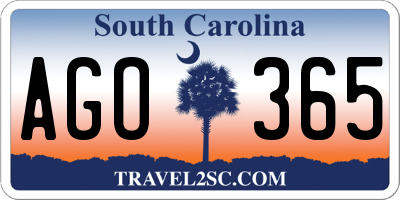 SC license plate AGO365