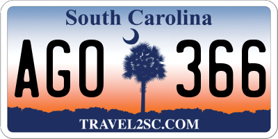 SC license plate AGO366