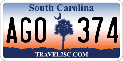 SC license plate AGO374