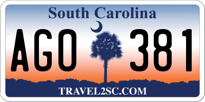 SC license plate AGO381
