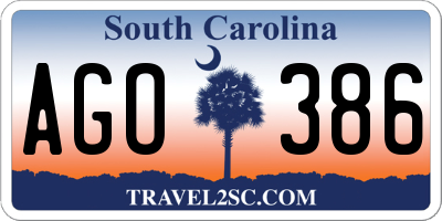 SC license plate AGO386