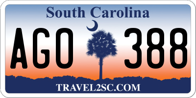 SC license plate AGO388
