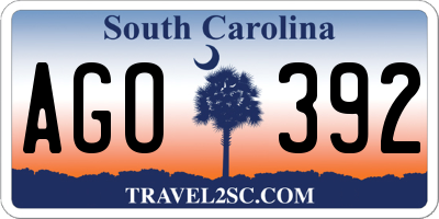 SC license plate AGO392