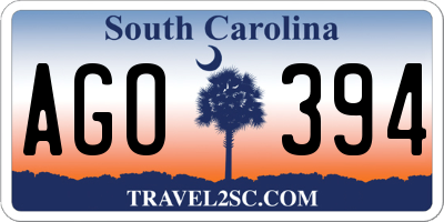 SC license plate AGO394