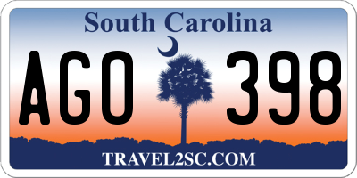 SC license plate AGO398