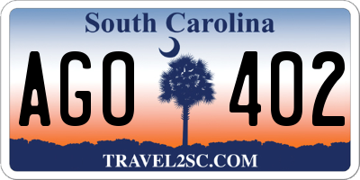 SC license plate AGO402