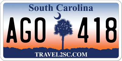 SC license plate AGO418