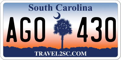 SC license plate AGO430