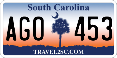 SC license plate AGO453
