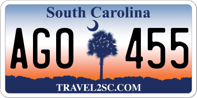 SC license plate AGO455