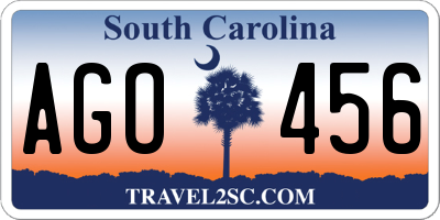 SC license plate AGO456