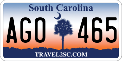 SC license plate AGO465