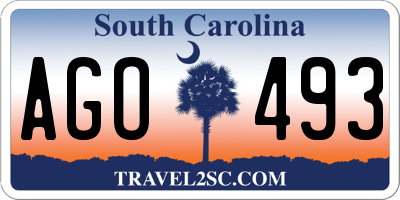 SC license plate AGO493