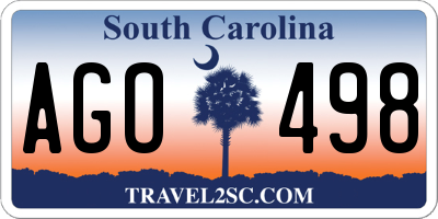 SC license plate AGO498
