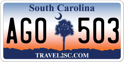 SC license plate AGO503