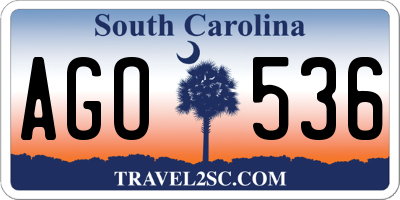 SC license plate AGO536