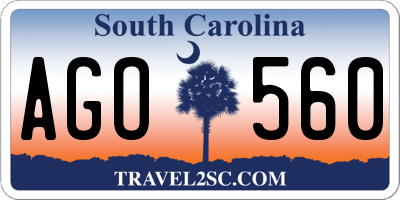 SC license plate AGO560