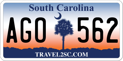 SC license plate AGO562