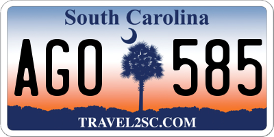 SC license plate AGO585