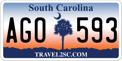 SC license plate AGO593