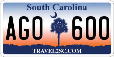 SC license plate AGO600