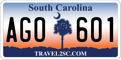 SC license plate AGO601