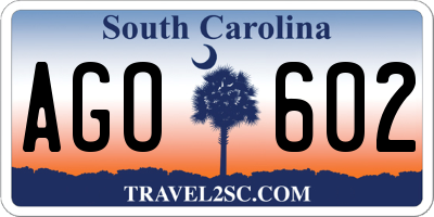 SC license plate AGO602