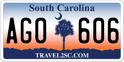 SC license plate AGO606