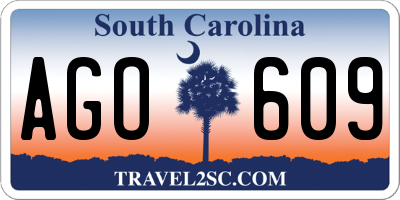 SC license plate AGO609
