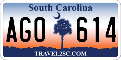 SC license plate AGO614
