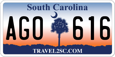 SC license plate AGO616