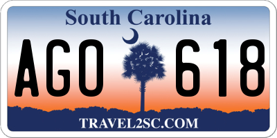 SC license plate AGO618