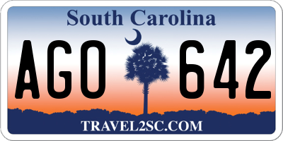 SC license plate AGO642