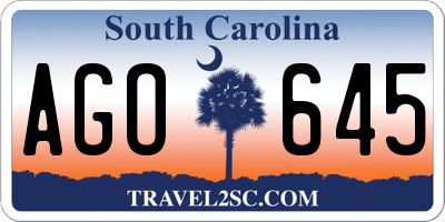 SC license plate AGO645