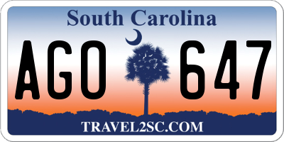 SC license plate AGO647