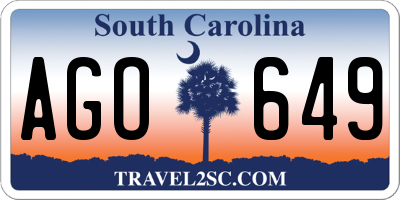 SC license plate AGO649